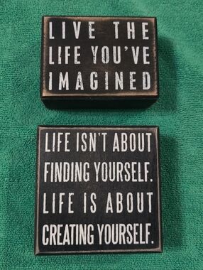 Inspirational Wall Plaque Set - Black Wood with White Text